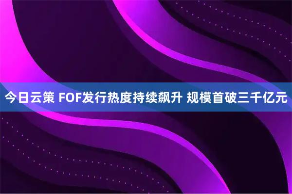 今日云策 FOF发行热度持续飙升 规模首破三千亿元